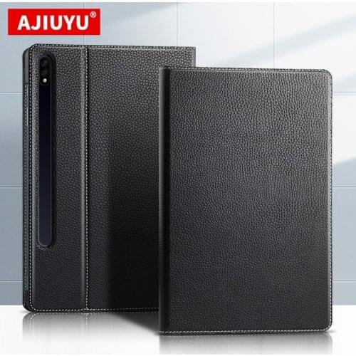 Case Cowhide For Samsung Galaxy Tab S7 Plus T970 T975 SM-T970 SM-T975 T976 12.4" Tablet Protective Cover Genuine Leather Cases