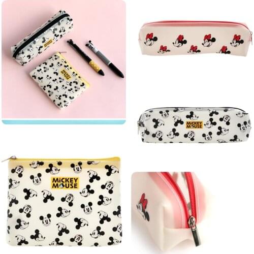 Disney Mickey Mouse Minnie pvc stationery bag for boys and girls large capacity cartoon pencil bag school supplies coin purse
