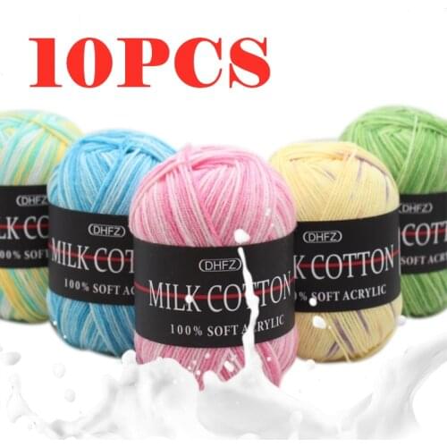 10pcs Double Knitting Crochet Milk Soft Warm Baby Cotton Wool Yarn Hand Knitted Yarn DIY Craft Knit Sweater Scarf Hat