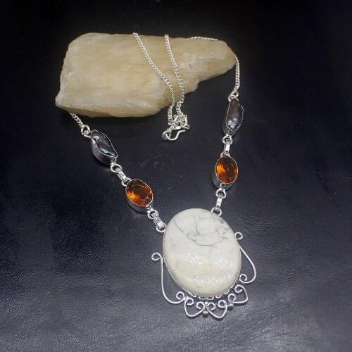 Gemstonefactory Jewelry Big Promotion 925 Silver Ocean Jasper Topaz Biwa Pearl Ladies Women Chain Necklace 45cm 20213354