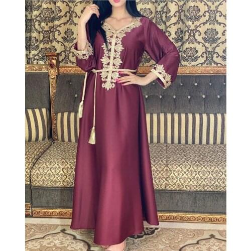 Caftan Marocain Muslim Hijab Dress Women Abaya Dubai Turkey Islam Kaftan Eid Clothes African Dresses Robe Longue Femme Musulmane