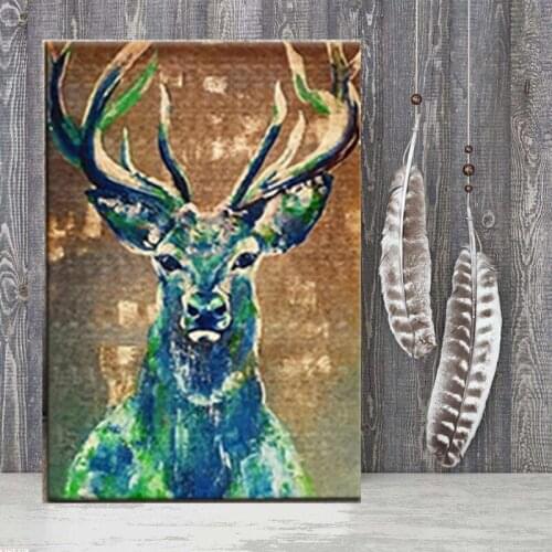 12 Size Vintage Elk Deer Pattern Pictures Rectangle Frameless Animal Oil Painting Canvas Pictures Home Decoration Christmas Gift
