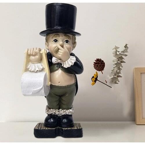 Creative European and American gentleman tissue holder ornaments home napkin holder toilet tissue holder iron ornaments