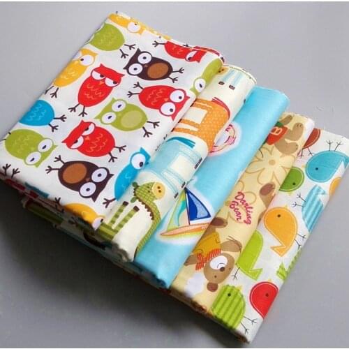 5PCS 40CMx50CM cartoon owl bird fabric baby cloth cotton patchwork fabric textile tecidos quilting doll cloth sewing tissue