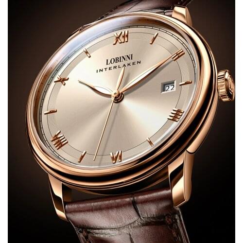 LOBINNI Men Watch Luxury Brand Automatic Mechanical MOVT Mens Wirstwatches Sapphire Leather relogio masculino 2019