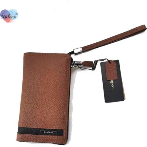 Branded long Purse Men Real Leather Cowhide Wallet Men Luxury Brown Clutch Bag Daily Use Gift for Gentleman