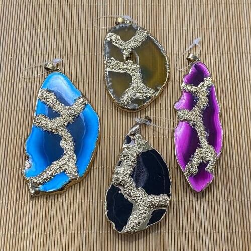 Irregular Agate Crystal Fashion Pendant for DIY Jewelry Making Necklace Bracelet Exquisite Pendant Size 30x70-60x90mm