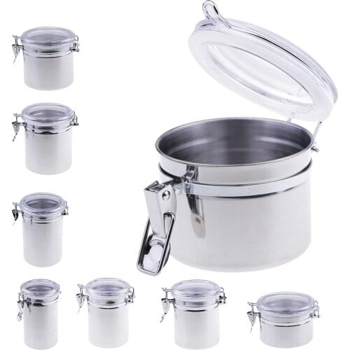 Stainless Steel Silver Tea Coffee Sugar Kitchen Storage Lid Canister Jar Pot