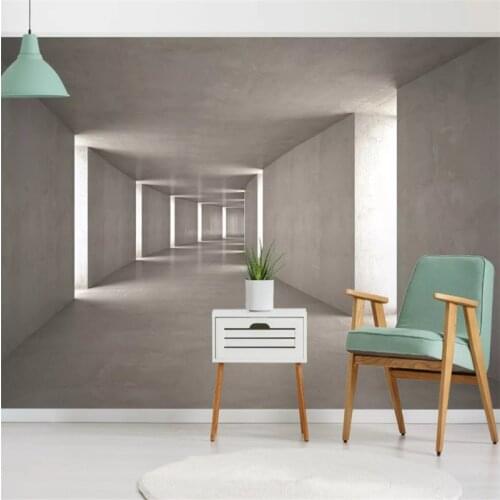 Nordic Modern Minimalist 3D Cement Wall Background Wallpaper Corridor Channel Space Extension Wall Mural Wall Papers Home Decor