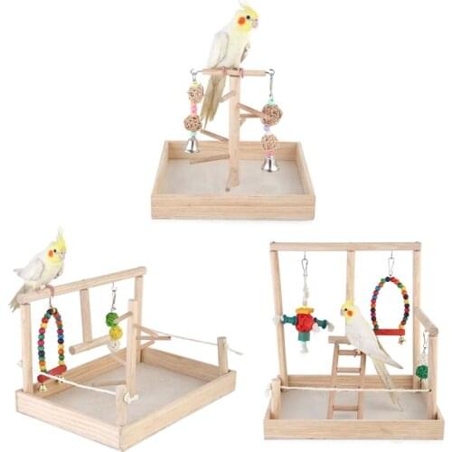 2021 New Parrot Swing Climbing Ladder Desktop Stand Wooden Playground Training Perch Toy