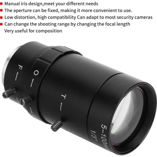 Quality 5‑100mm Security Camera Lens Manual Aperture CS Mount 1.3MP Resolution