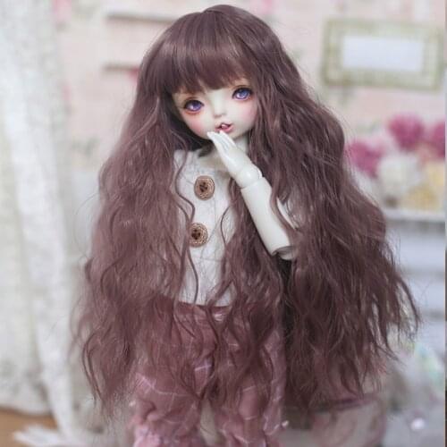 Doll wig for 1/3 1/4 1/6 SD DD BJD wig Neat bang Long Curly Hair high temperature fiber Wavy hair doll wig doll accessories