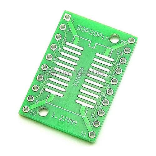 Free shipping 10PCS TSSOP20 SSOP20 SOP20 to DIP20 Transfer Board DIP Pin Board Pitch Adapter NEW