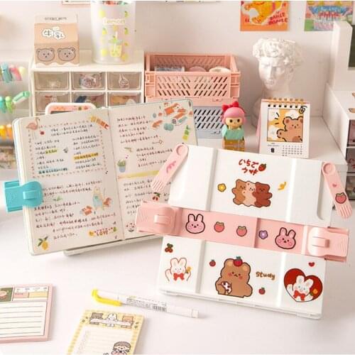 Portable Kawaii Girls Reading Rack Put Book Clip Bookshelf Book Stand Holder for Students Reading Artifact Reading Bracket