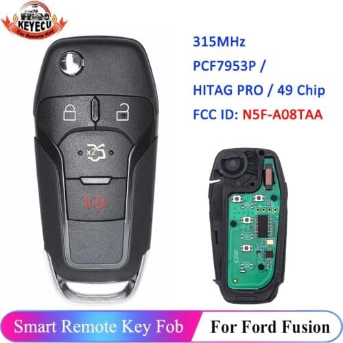 KEYECU Replacement Flip Remote Key Fob 315MHz for Ford Fusion 2013-2016 FCC ID: N5F-A08TAA / 164-R7986 (Genuine /Aftermarket)