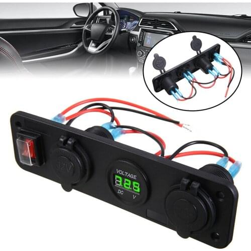 For Car Interior Parts 1pc DC 12V-24V Cigarette Lighter Socket 2 USB 4.2A Splitter Charger Adapter Green Voltmeter Mayitr