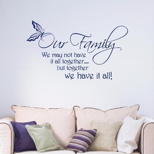 Our Family Quote Words & Phrases Removable Art Vinyl Wall Sticker Living Room Bedroom Hallway Portrait Kitchen Home Decal B068