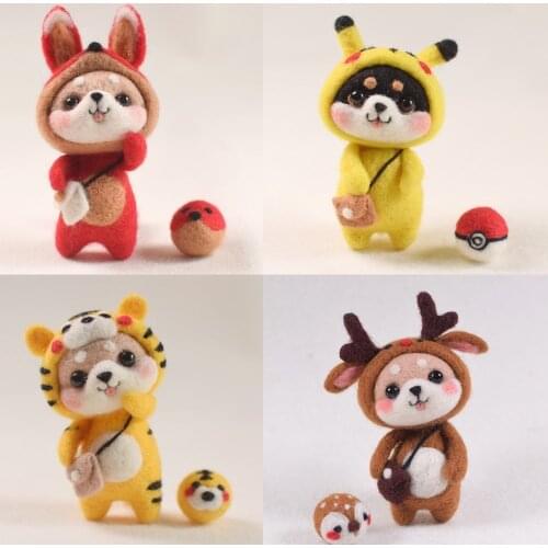 Cute Shiba Inu Keychain Felt DIY Material Package Needle Felting Kit Wool Felt Doll Dog Poked Set Handcraft Gift