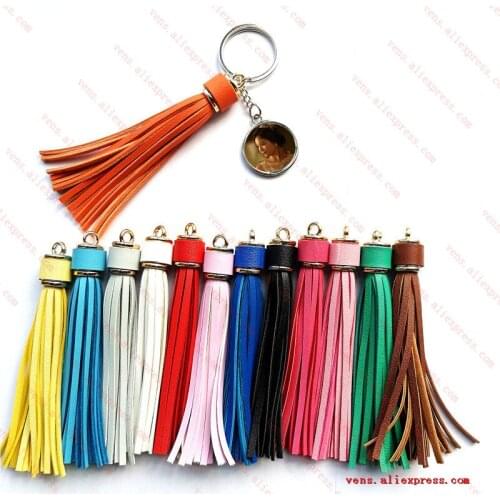 Sublimation long leather tassels key chains key ring for Bag accessories hot transfer printing blank consumables 30pcs/lot