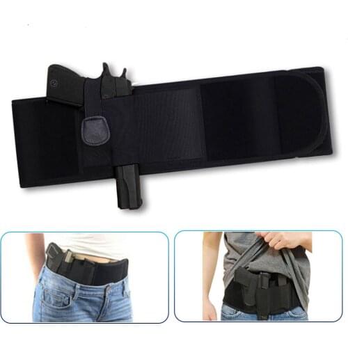 Universal Tactical Pistol Gun Holster Concealed Belly Band Airsoft Handgun Holster Mag Holder for Glock 17 19 Revolver Beretta