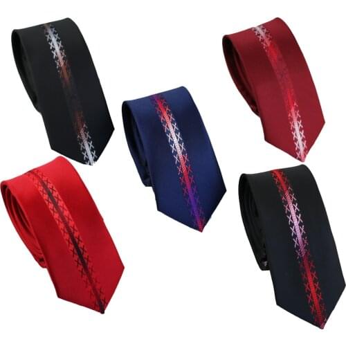 Coachella Ties Panel Vertical Stripe Necktie Microfiber Fashion Skinny Tie 6cm