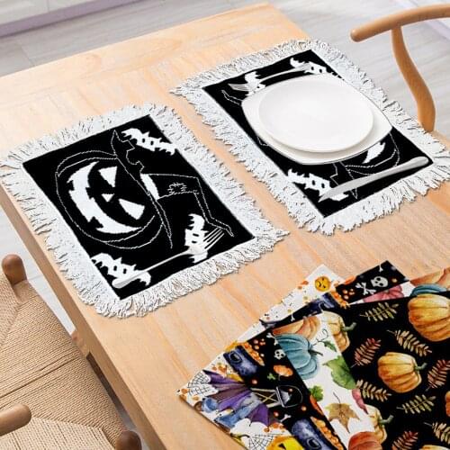 High quality Halloween Placemats Non-slip mats Home Tablecloth Table Runner protect Drying Mat Holiday Decorations