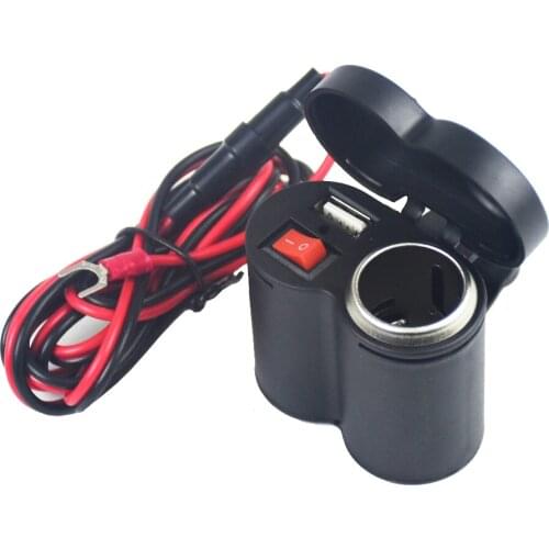 12-24V Motorcycle Scooter Handlebar USB Charger Clamp Waterproof USB Cigarette Light ME3L