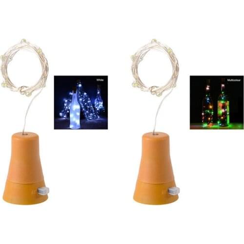 2Pcs Solar 2M Led Cork Shaped 20 Led Night Fairy String Light Wine Bottle Lamp Party Celebration Gift Valentines - Multicolour
