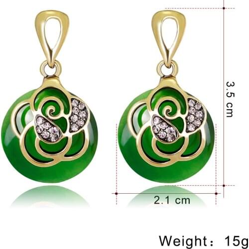 20pcs/lot New Round Elegant Temperament Rhinestone Ladies Green Gemstone Earrings Wedding Party Jewelry