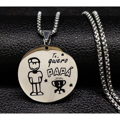 2021 Fashion PAPA Stainless Steel Chain Necklace for Women Silver Color Dad Family Necklaces Pendants Jewelry joyas N18492S05
