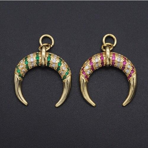 27x23mm 100% CZ Zircon DIY Jewelry Crescent Charm Pendant Wholesale Fashion Jewellery Pendants Top Quality