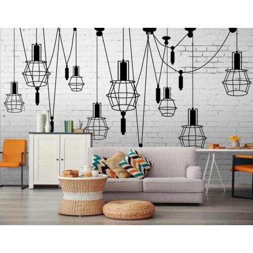 Bacal Custom 3D mural wallpapers retro nostalgia l brick wall chandelier cafe modern mural bedroom background wall 5D painting