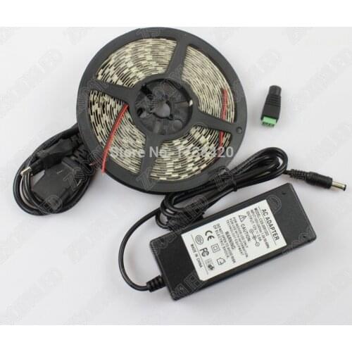 Free Shipping Red/Green/Blue/White/Yellow/Warm white 5M 120Leds/m DC12V Non-waterproof IP22 10W 3528 LED Strip +12V 5A Adapter