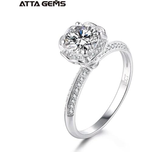 ATTAGEMS 925 Sterling Silver Moissanite Ring 1ct D Color Moissanite Diamond Vintage Engagement Ring For Women Korea