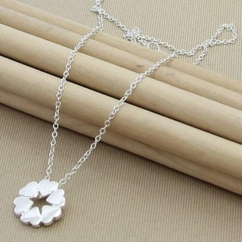 925 Sterling Silver Six Little Hearts Pendant Necklace Chain For Woman Wedding Engagement Charm Jewelry Gifts