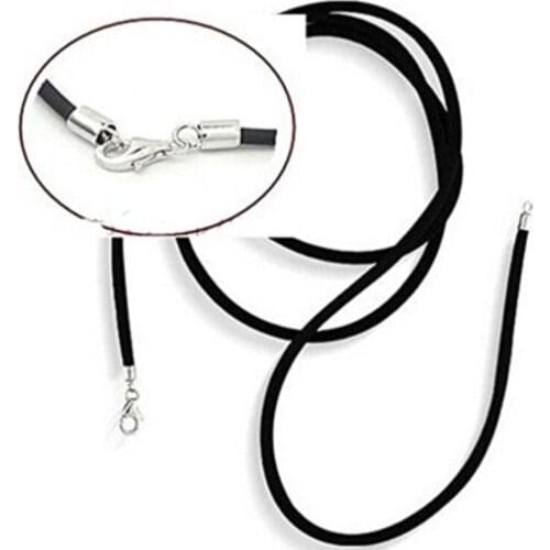 Black Leather Necklace Cord Lace Rope With Rotating Stainless Steel Buckle For Necklace Diy Jewelry 2021 Fashion Accessories