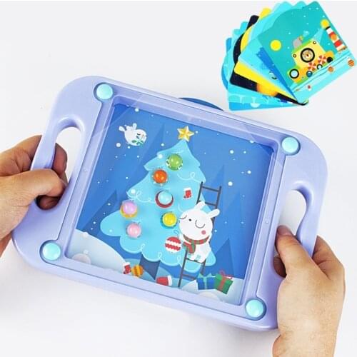 Kids Balance Game Board Maze 3D Puzzle With 10Pcs Cartoon Story Cards Montessori Educational Toys For Children Party Games Gifts