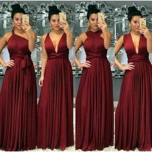 Long Multi Style Infinity Bridesmaid Dresses Stretchy Floor Length Custom Sexy Back Transformer Formal Wedding Party Dresses