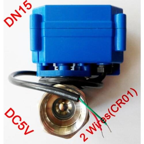 1/2" Mini electric valve 2 wires(CR01), DC5V motorized valve SS304, DN15 electric ball valve for water control