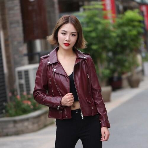 European&American womens Motor&Biker Jackets coat Fashion sheepskin leather jackets Short coat S532