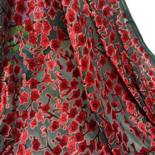 Flocked DIY Rayon Viscose cheongsam Fabric 115cm Width Flower Wedding dress decoration material fabric