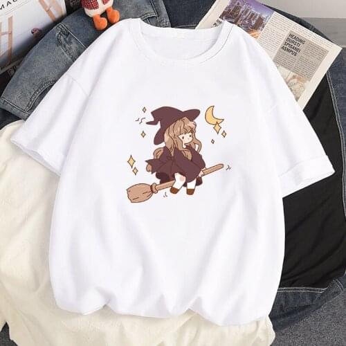 HYNOATH Summer Anime Magic Girl Pattern T Shirt Harajuku Casual Cotton TShirt Clothes Loose Short Sleeve Oversized T-shirts Tops
