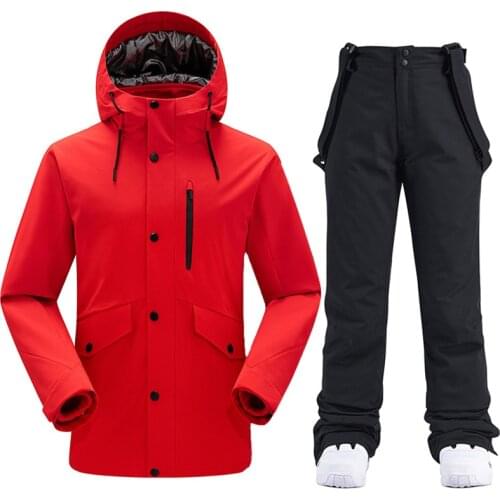 -30 degree Ski Suit For Men Winter Ski Jacket and Pants Warm Waterproof Mens Ski Snowboard Jacket Outdoor Snow Costumes Brand