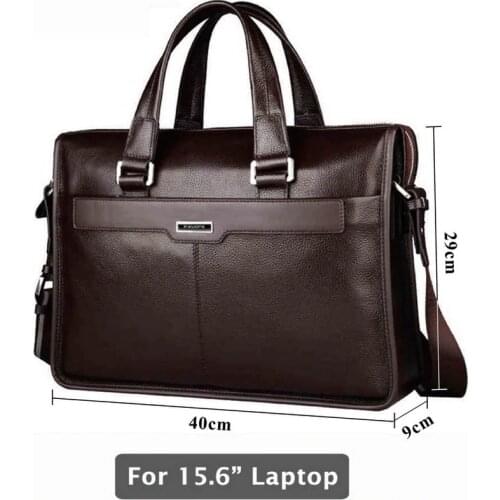 Men Genuine leather briefcase, laptop leather bag, for 15.6 inch notebook computer, 15.6 inch laptop bag