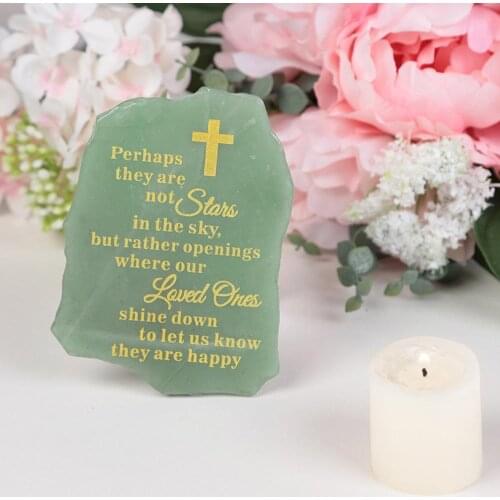 TUMBEELLUWA Natural Green Aventurine Memory Stone for Lover,Polished Engraved Healing Crystals Memorial Stone for Gardenfor Pets