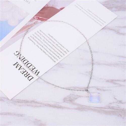 Druzy Star Pendant Necklace Natural White and Blue Opal Pendant Necklace Simple Jewelry for Girl Lady Best Gift