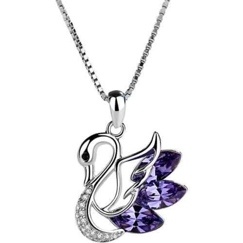 YSH New 100% 925 Sterling Silver Cute Swan Zircon Pendants Necklaces 2020 Woman Luxury DIY Jewelry Christmas Gifts Free Shipping