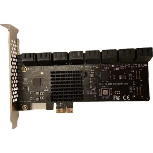 PCIE to SATA Expansion Card 16-Port SATA3.0 6GB Hard Drive Expansion Card Adapter for All PCIE Slots