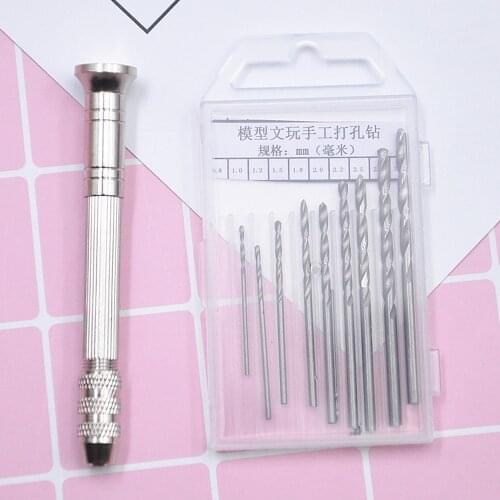 Precision Manual Hand Drill Pin Vise with 10pcs Twist Drill Bits for PCB Metal Wood Model Making DIY Crafts Tools