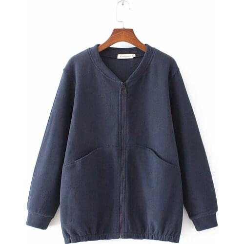 Plus size Fleece Big pockets women loose warm jackets 2021 new winter casual ladies solid red navy black jacket female top coats